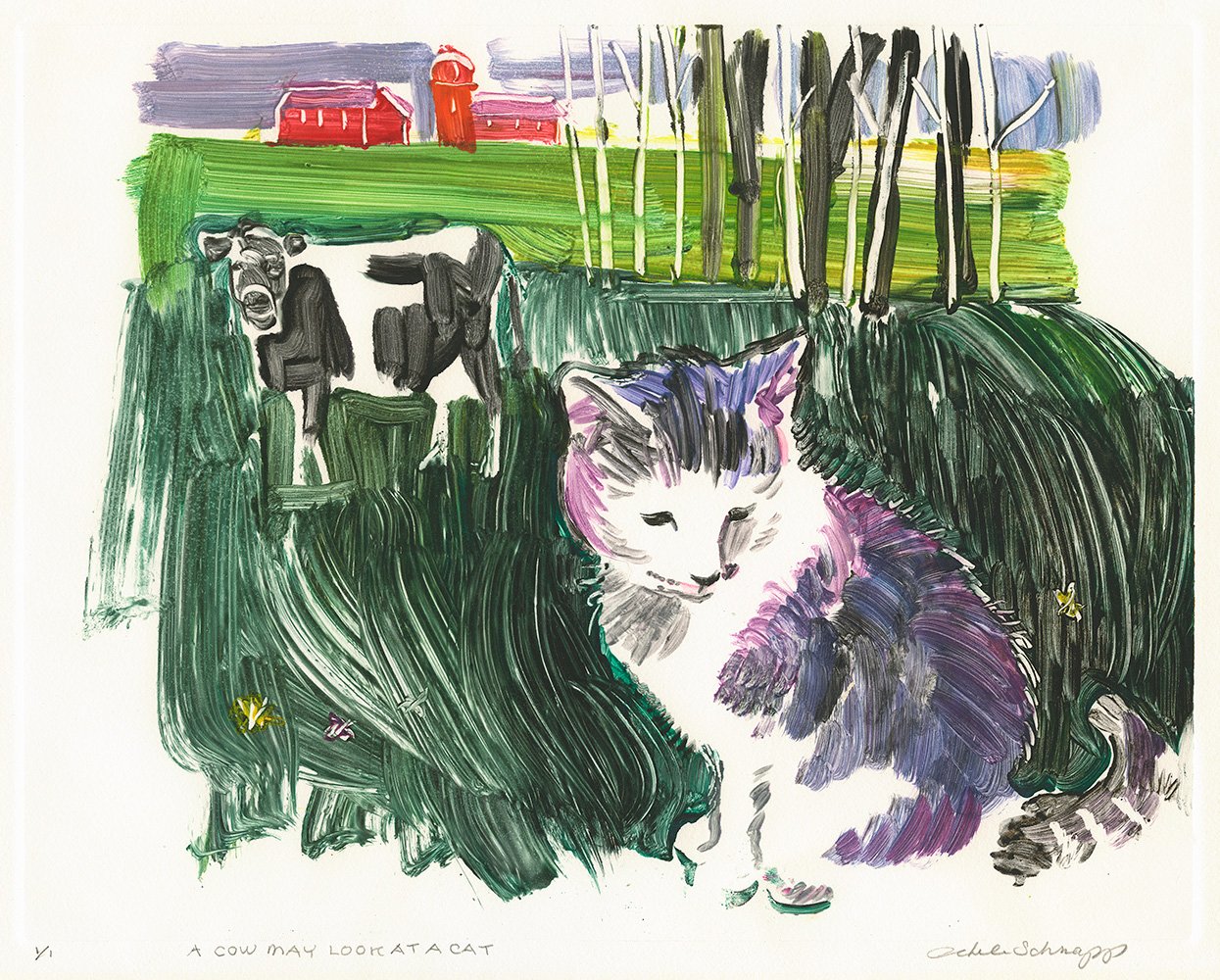 A Cow May Look at a Cat, artwork by Adele Schnapp