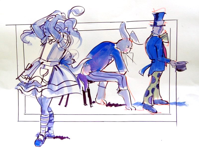 Alice, Rabbit & Hatter, artwork by Adele Schnapp